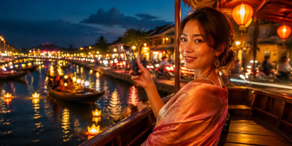 Không khí chợ đêm Hội An lung linh đèn lồng – người dùng mới đăng ký tài khoản để nhận ưu đãi chào mừng